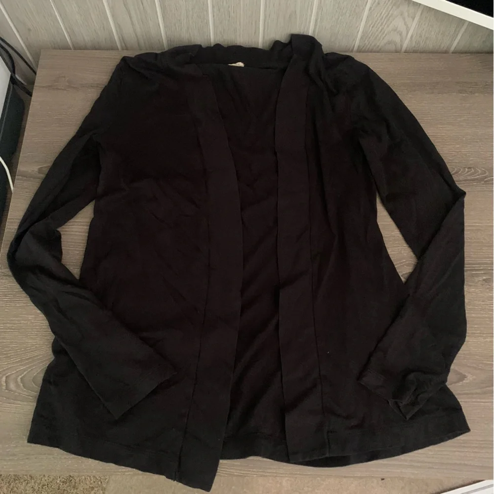 J. Crew Open Front Always Open Cardigan Drape Cotton Black XS Lightweight